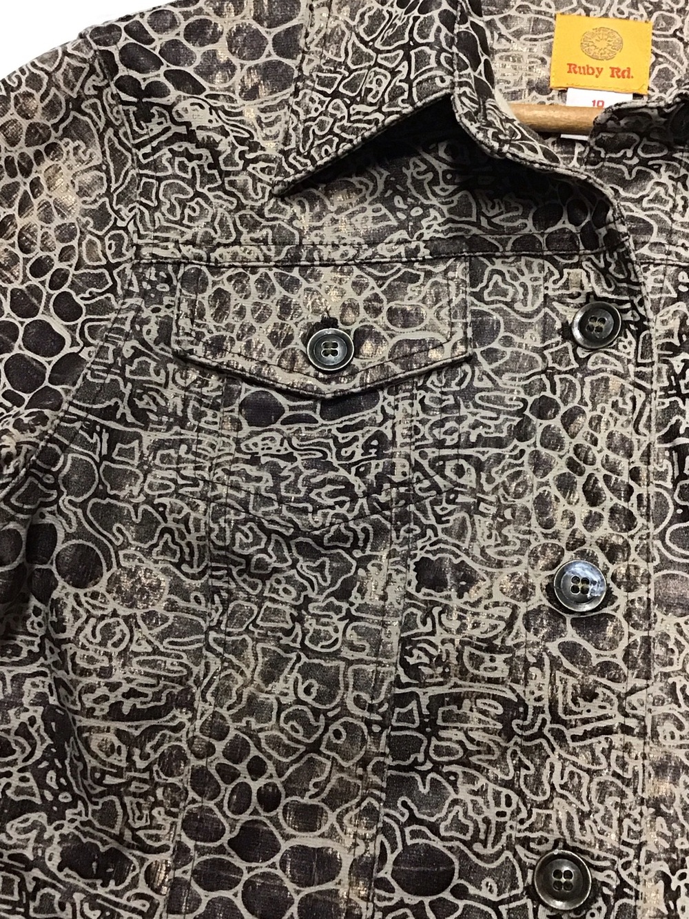 Ruby Rd. Taupe Animal-Print Jean Jacket - Picture 3 of 8